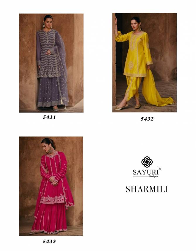 Sharmili By Sayuri Chinon Silk Designer Wedding Wear Sharara Readymade Suits Wholesale Online
